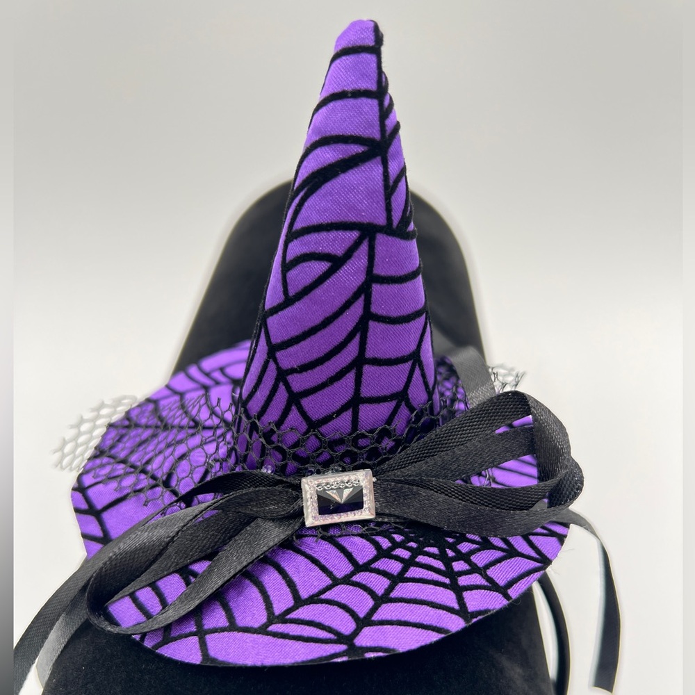 Witch Hat Headband Purple Velvet Cobweb New